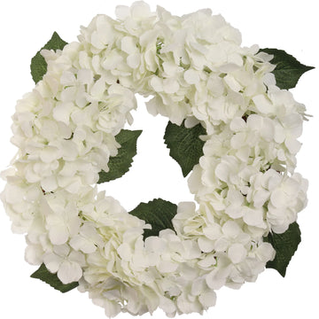 Artificial White Hydrangea Wreath - 18" Hydrangea Wreath ArtificialFlowers